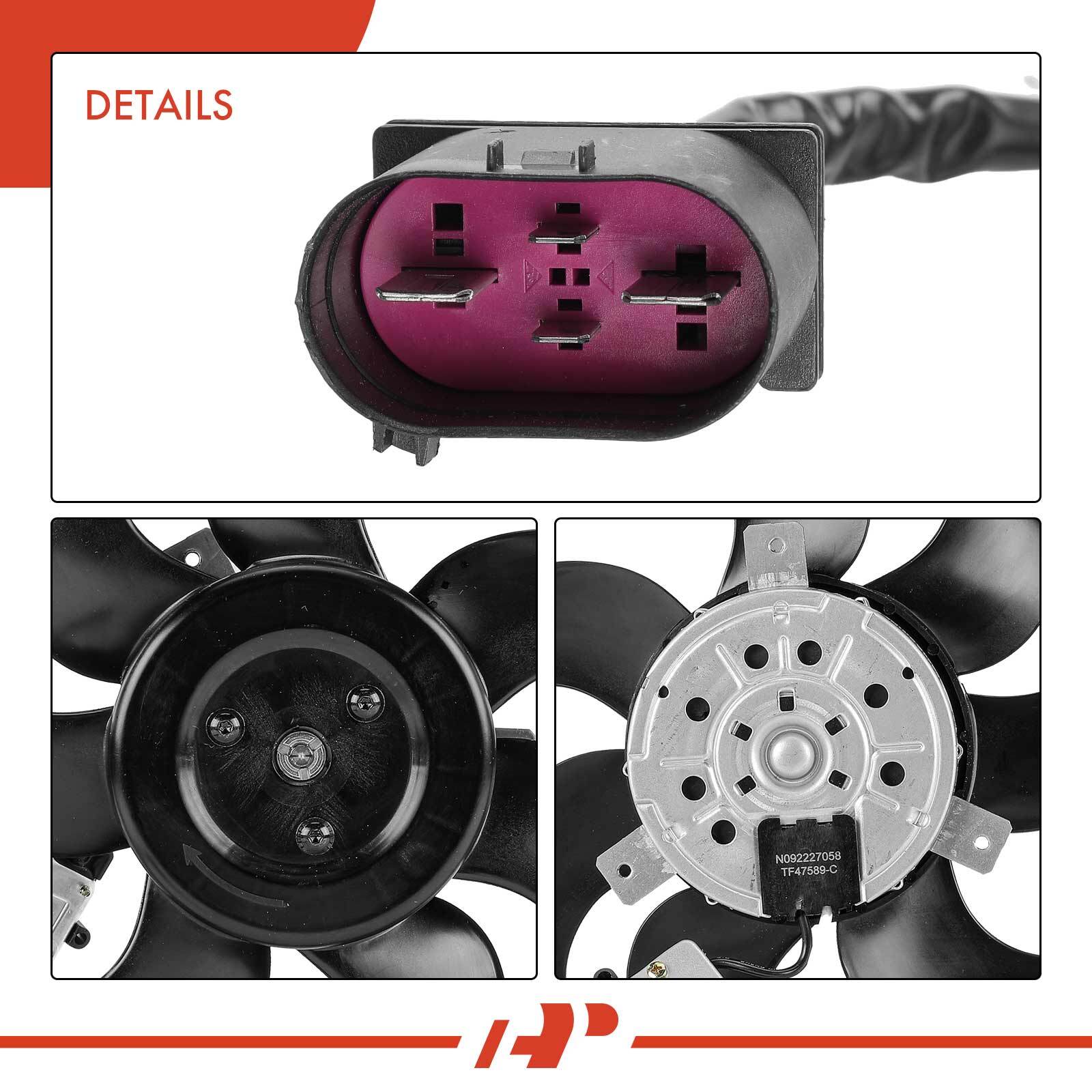 2 Radiator Cooling Fan Assembly for Audi Q7 09-13 VW Touareg 09-10 V6 3.0L 3.6L