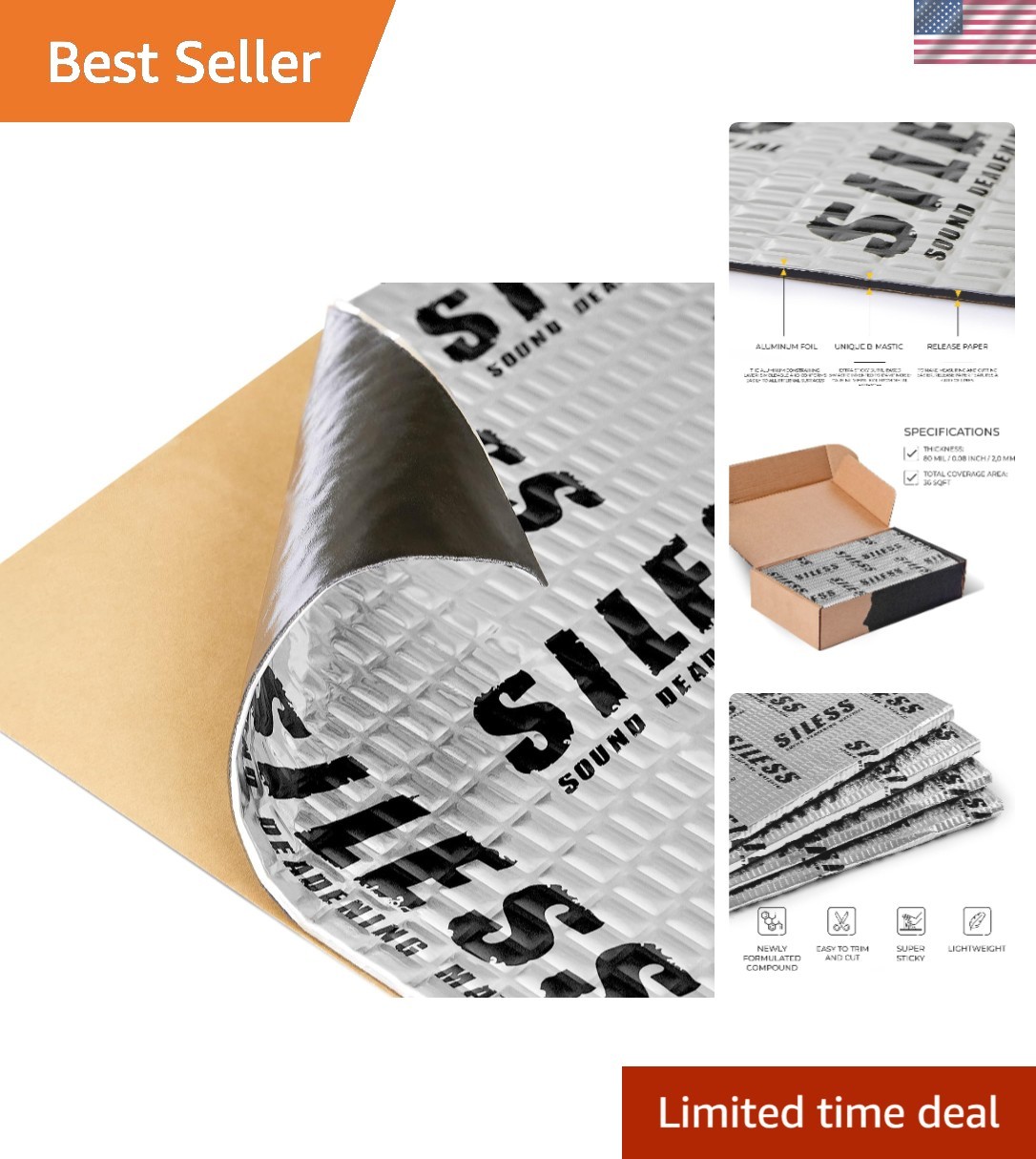 80 mil 2mm 36 sqft 3.4 sqm Car Sound Deadening mat – Butyl Automotive Sound D…
