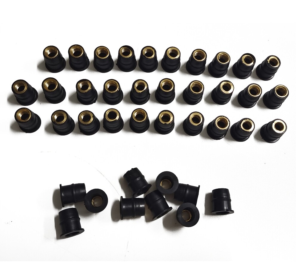40 pcs M6 Rubber Copper Universal Windscreen Fairing Wellnuts For Motorcycle Atv