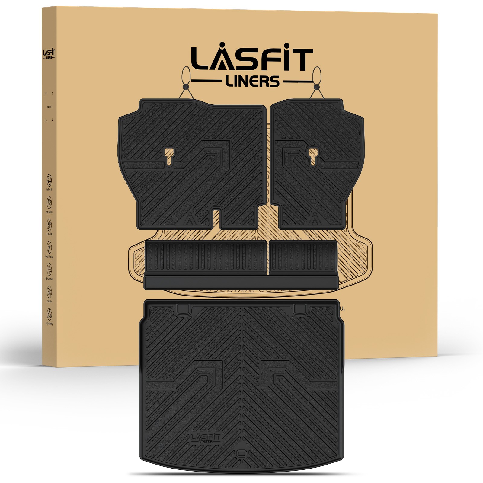 LASFIT Floor Mats & Trunk Mat for Honda CR-V CRV 2023-2026 All Weather TPE Liner