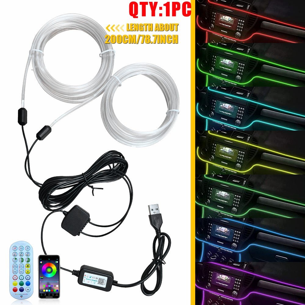 LED Neon Light Trim Glow Optic Fiber Strip Interior Ambient Lighting APP 1-5X