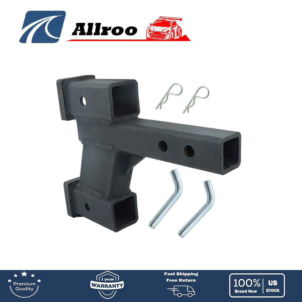 2 Inch Shank Trailer Dual Hitch Extender For 2 Inch Receiver 7500lbs Capacity
