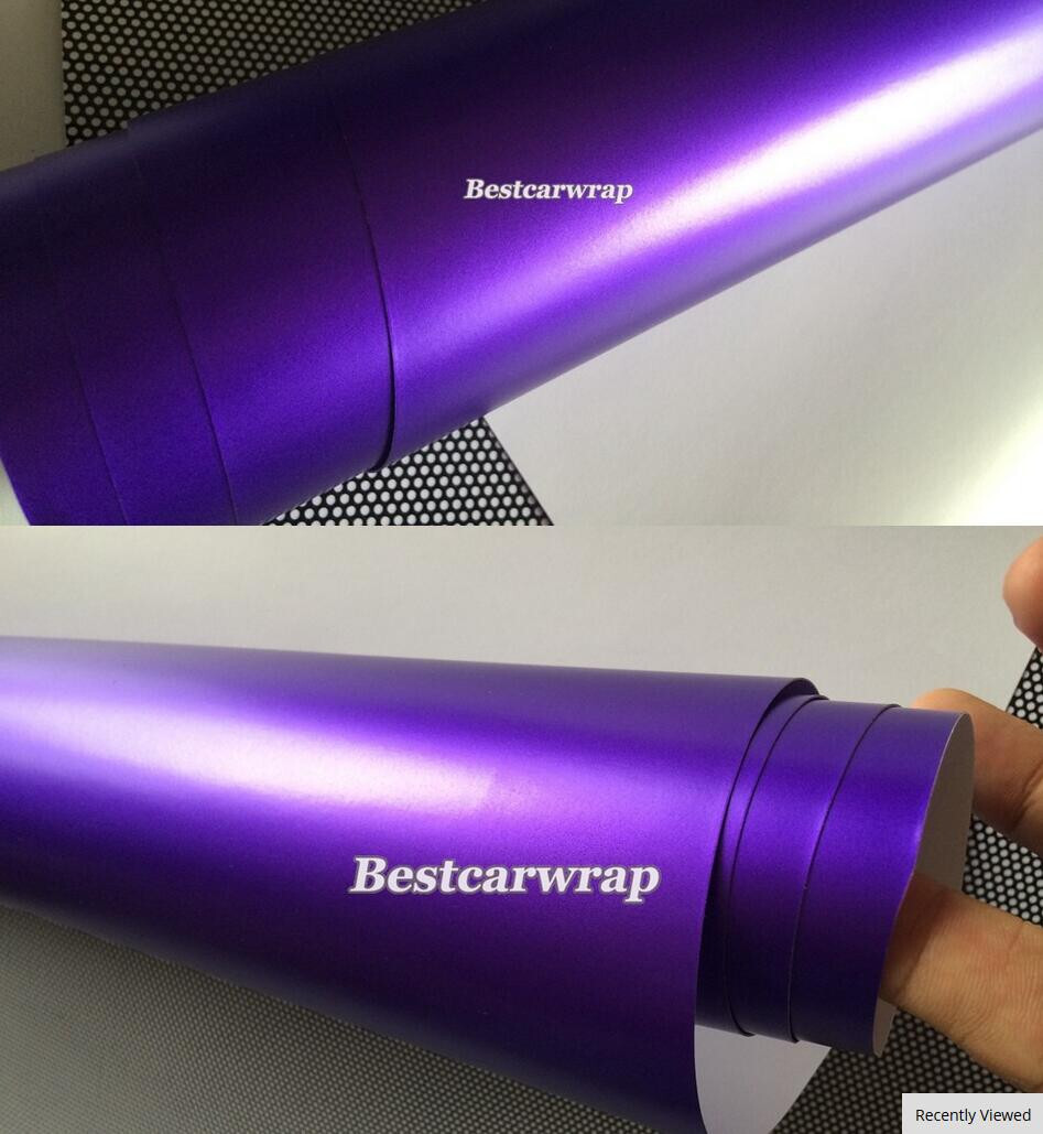 50FT x 5FT Metal Satin Matte Chrome Purple Vinyl Car Wrap Covering Film Graphics
