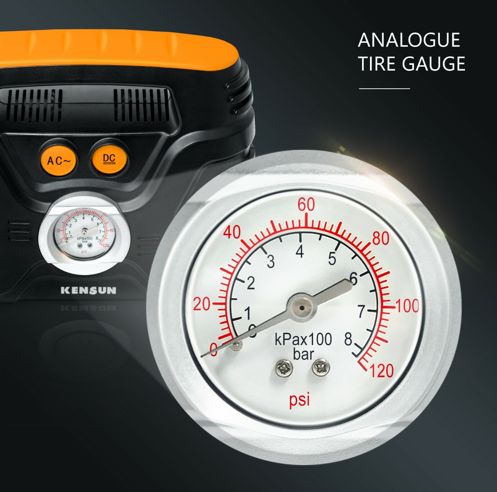 Air Compressor Car Tire inflator portable analog Electric Air pump 12V 110V