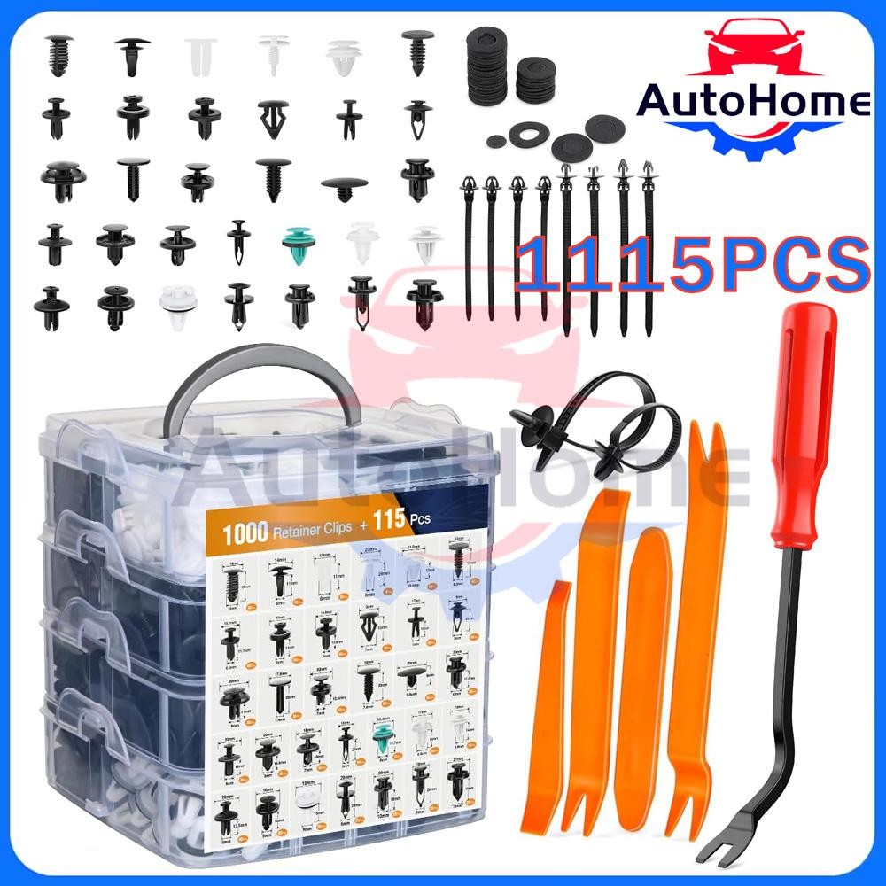 1115PCS Car Retainer Clips Auto Fasteners Push Trim Clips Pin Rivet Bumper Kit