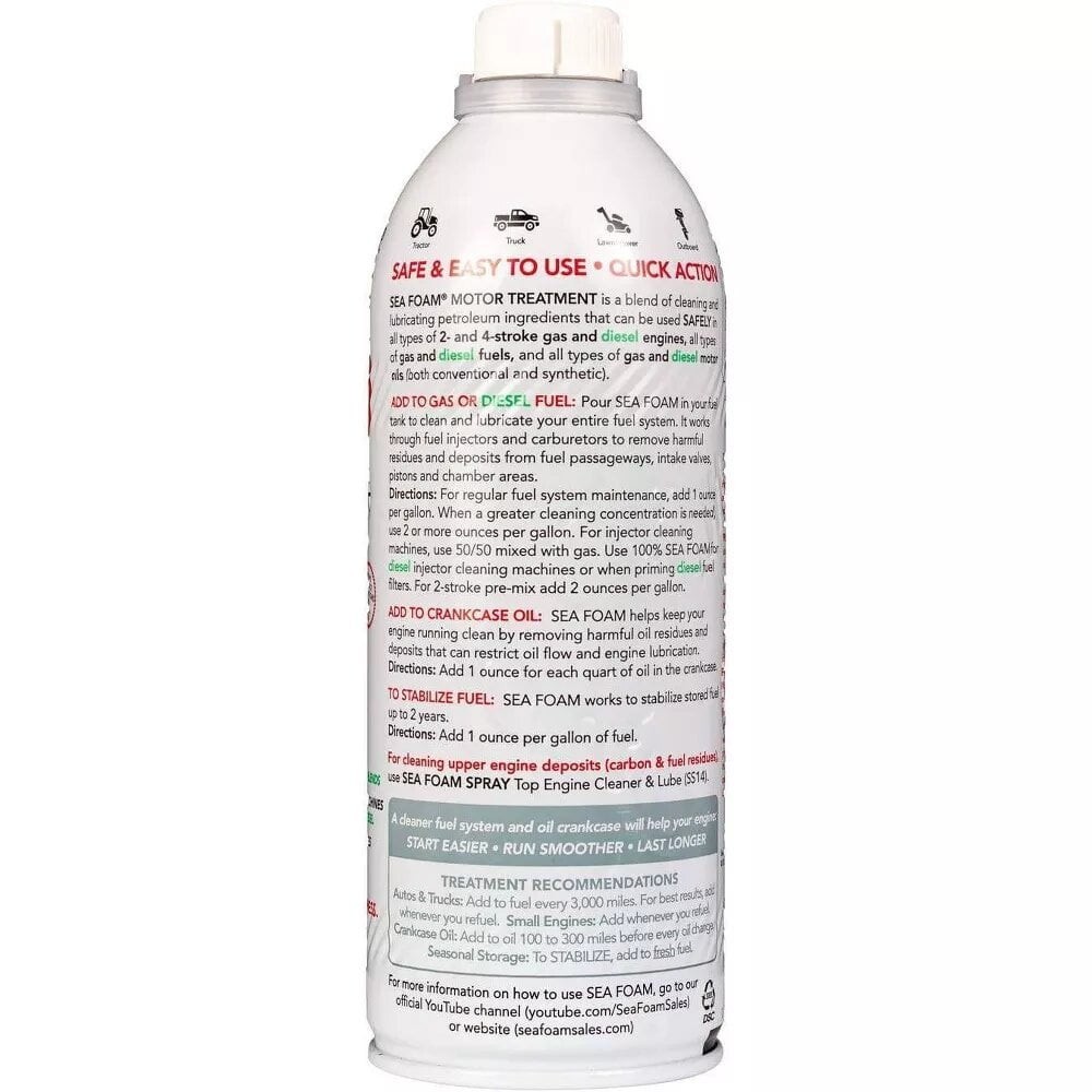 Sea Foam SF-16 Motor Treatment for Gas and Diesel Engines 16 oz. Pack Of 2