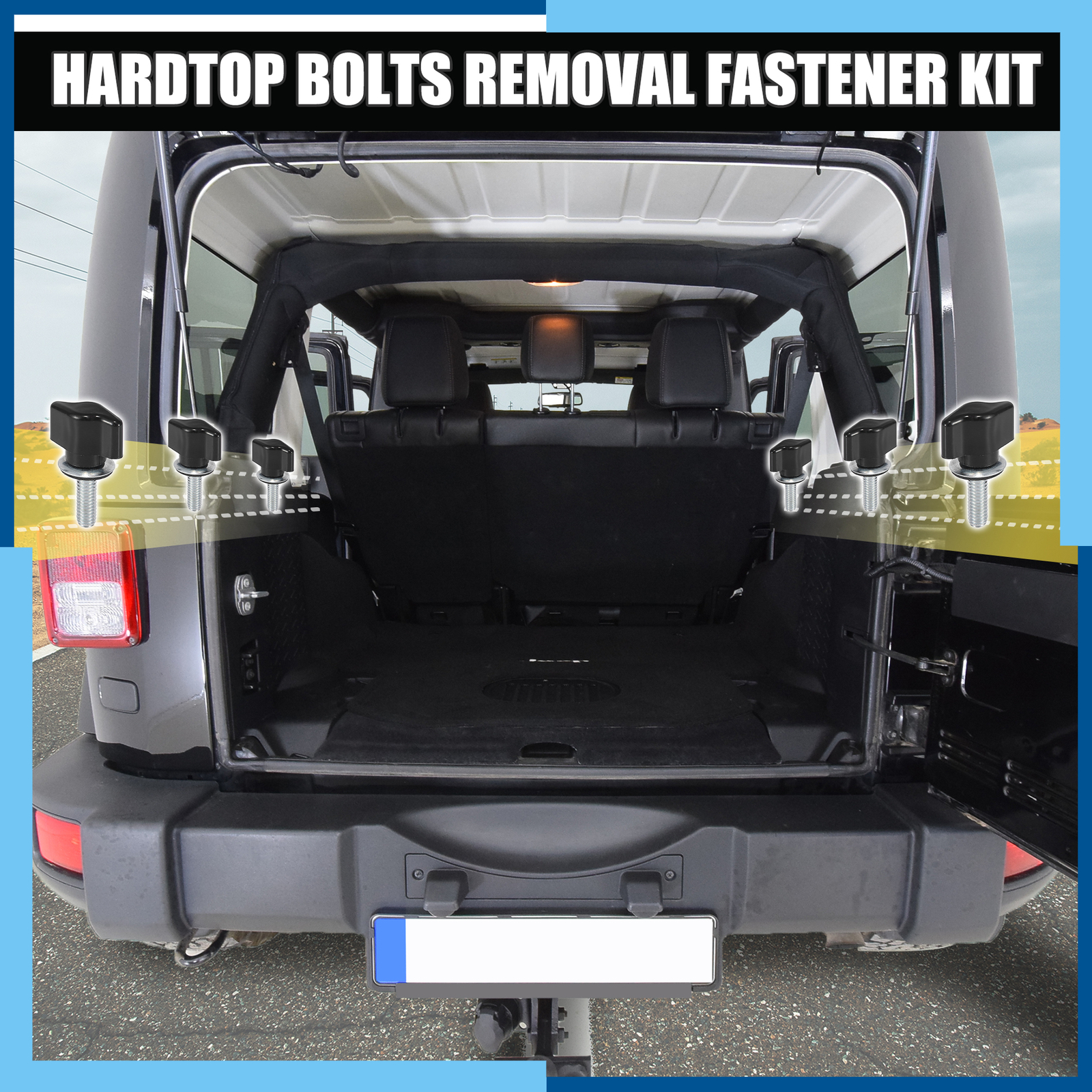 Pack(8)Hardtop Bolts Screws Quick Removal Fastener Thumb Screw for Jeep Wrangler