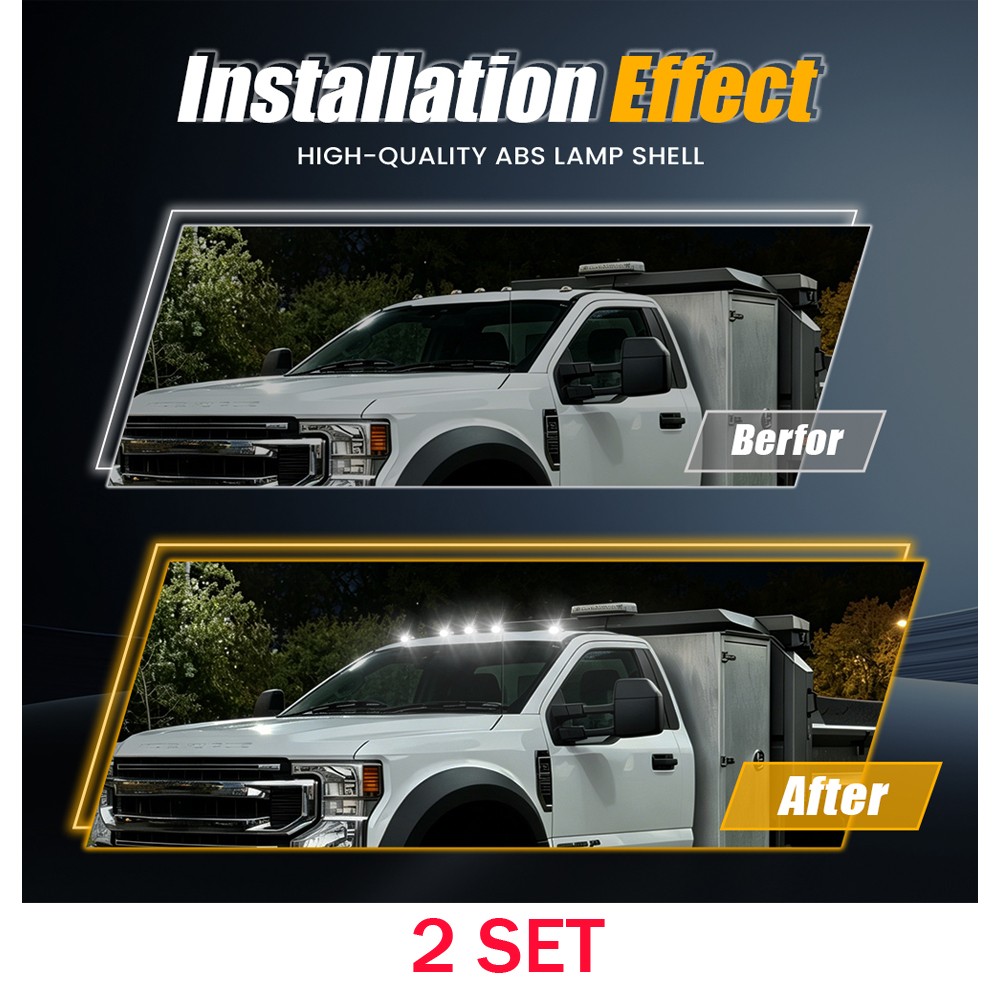 10PCS Solar Powered Cab Light LED Wireless Cab Roof Lights RGB Fits Pickup Truck