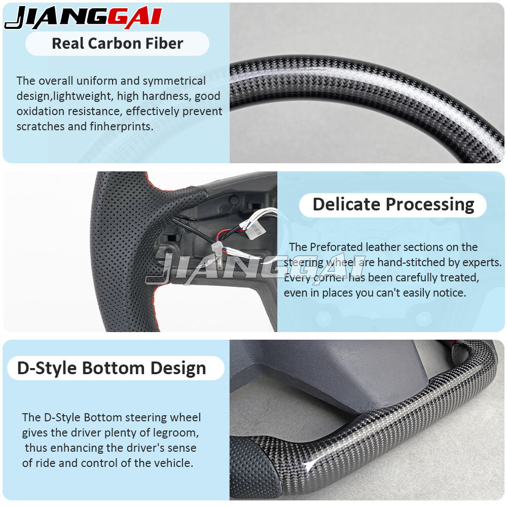 Real Carbon Fiber Flat Steering Wheel for Tesla Model X Model S 2021+