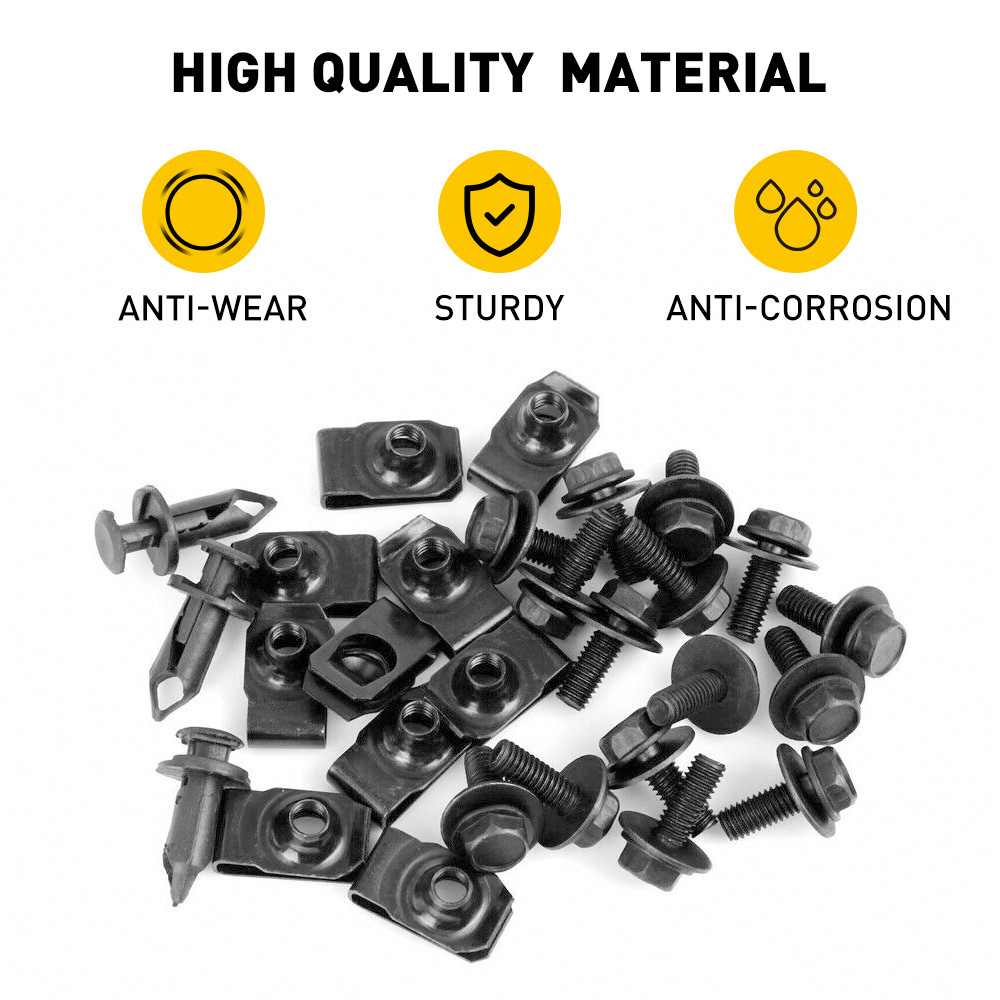 Engine Splash Shield Guard Bumper Hardware Kit Body Bolt Screw Clip Rivet U-nut