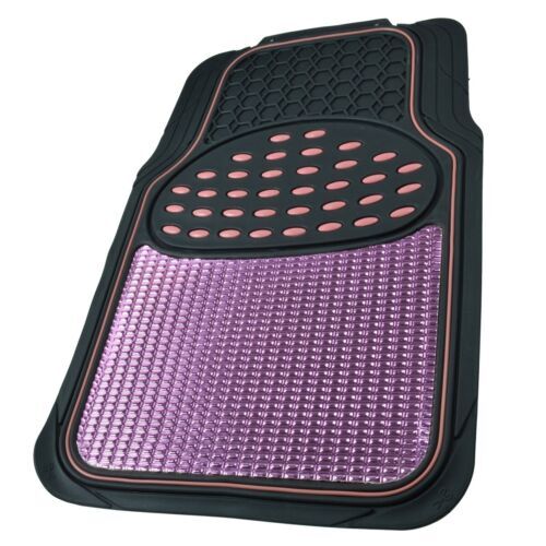 BDK PolyPro Pink Car Seat Covers and All Weather Rubber Floor Mats for Sedan SUV