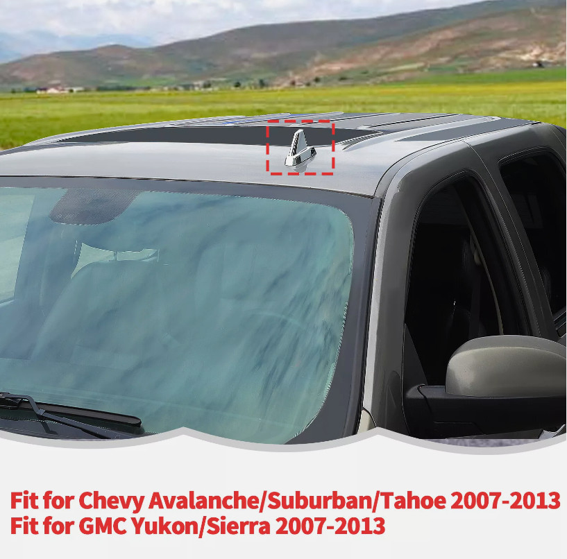 Chrome Top Antenna Cover Trim For Chevy Silverado Suburban SIERRA Escalade 07-13