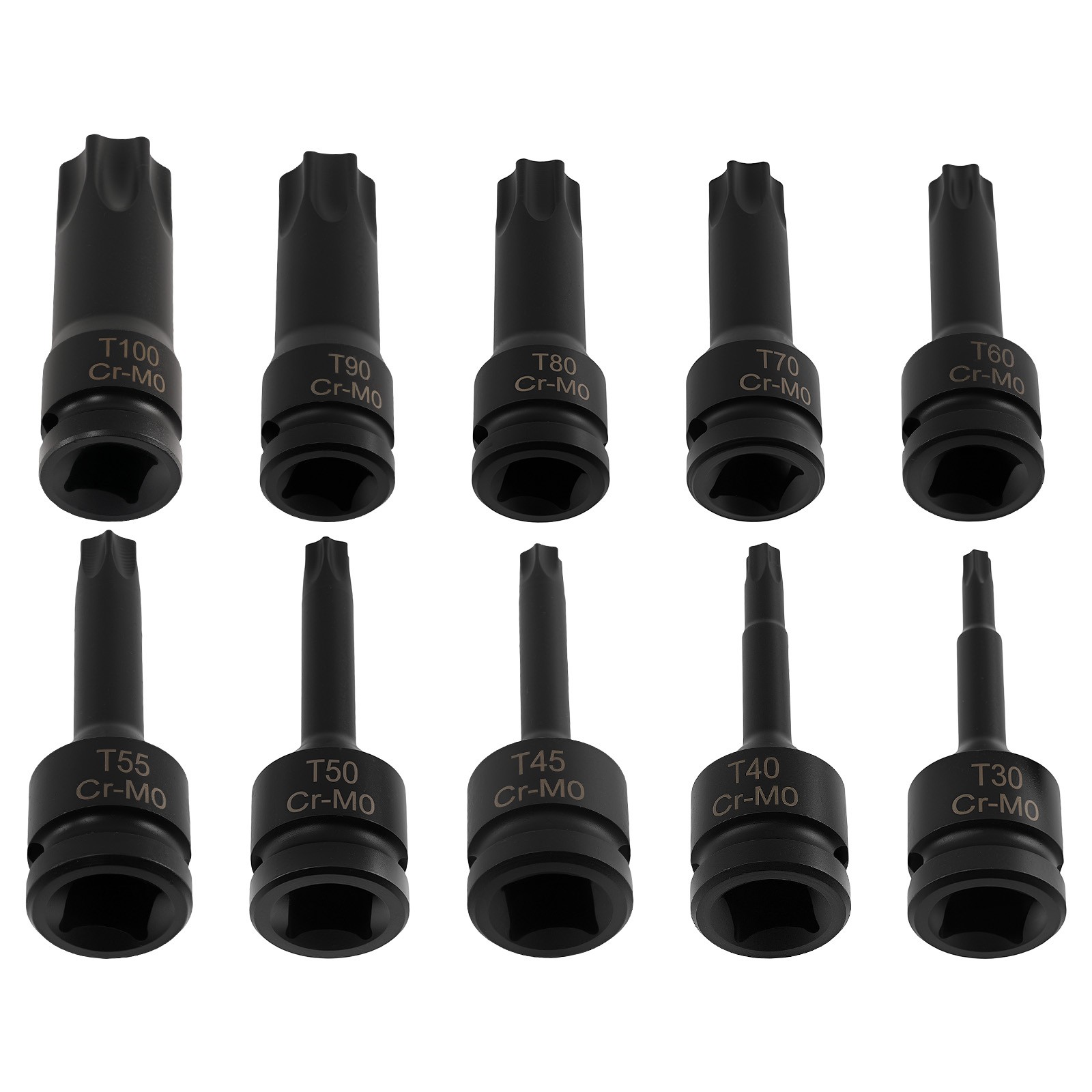 10Pcs T30-T100 1/2 Inch Socket Bits Set Star Drive Impact with Carrying Case