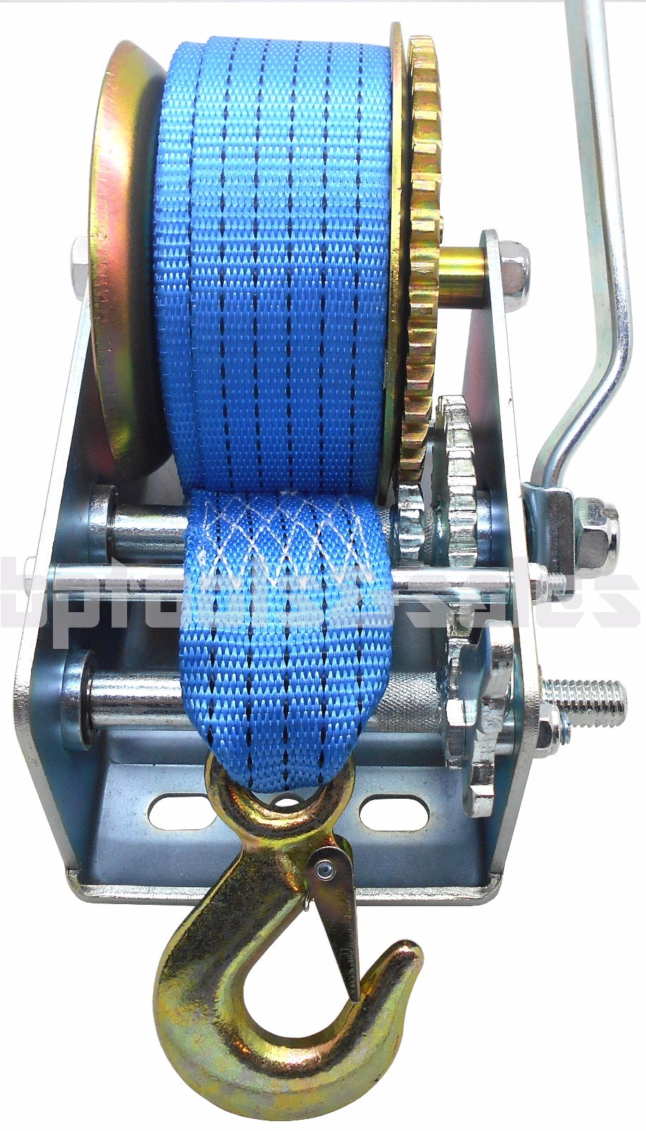 3500lbs Polyester Strap 2 Gear Hand Winch Hand Crank Gear Winch ATV Boat Trailer