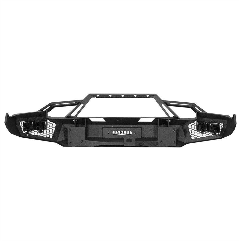 Off-Road Front Bumper w/Winch Plate & 4x LED Lights For 2009-2012 Dodge Ram 1500
