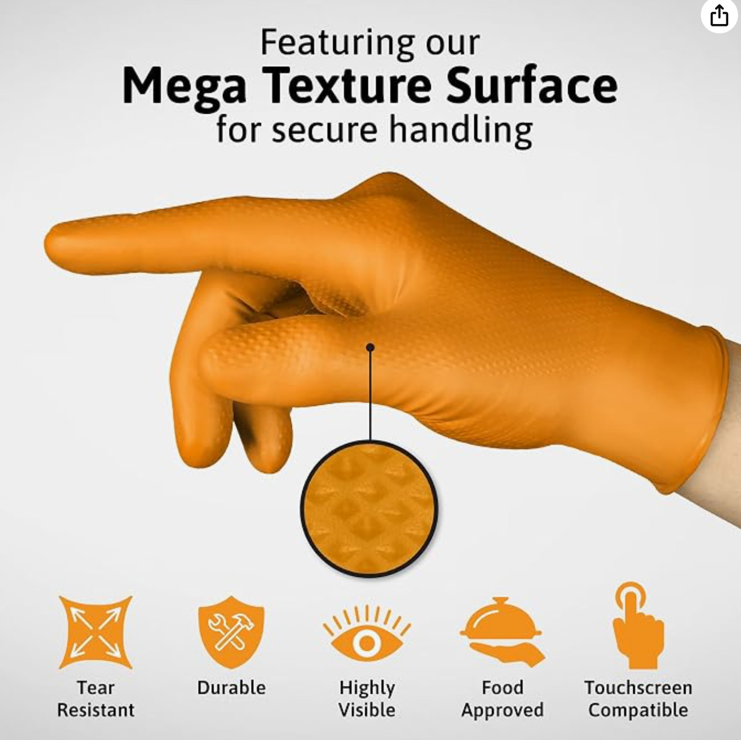Microflex Mega Texture Hi Visibility 6.3 Mil PF Nitrile Gloves – XL – 1000 Count