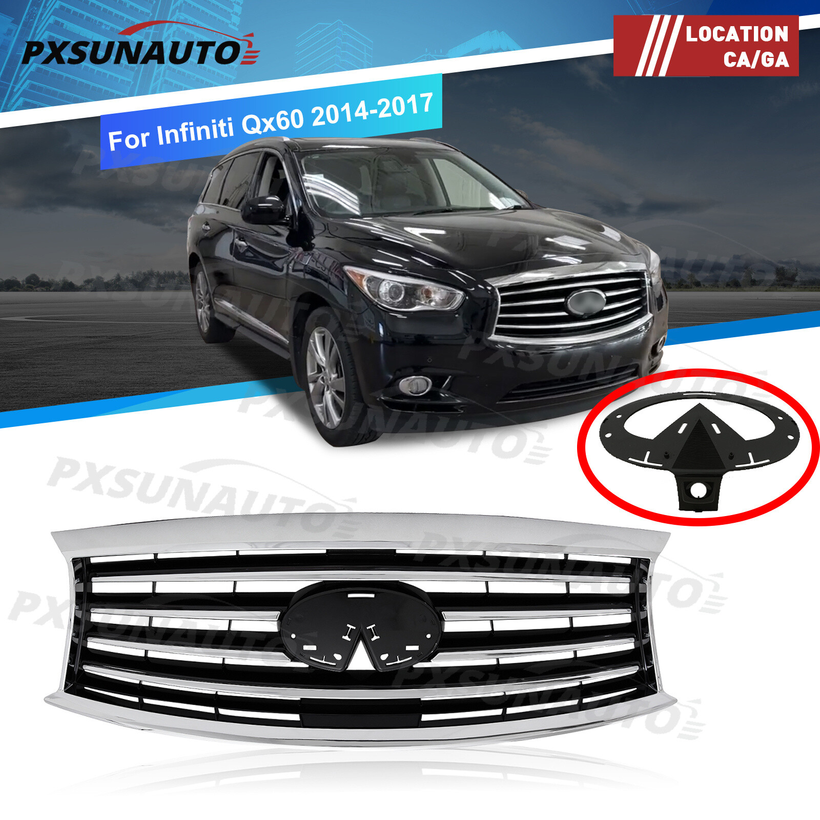 Fit For 2013 2014 2015 Infiniti QX60 JX35 Chrome Grille With Camera Bracket