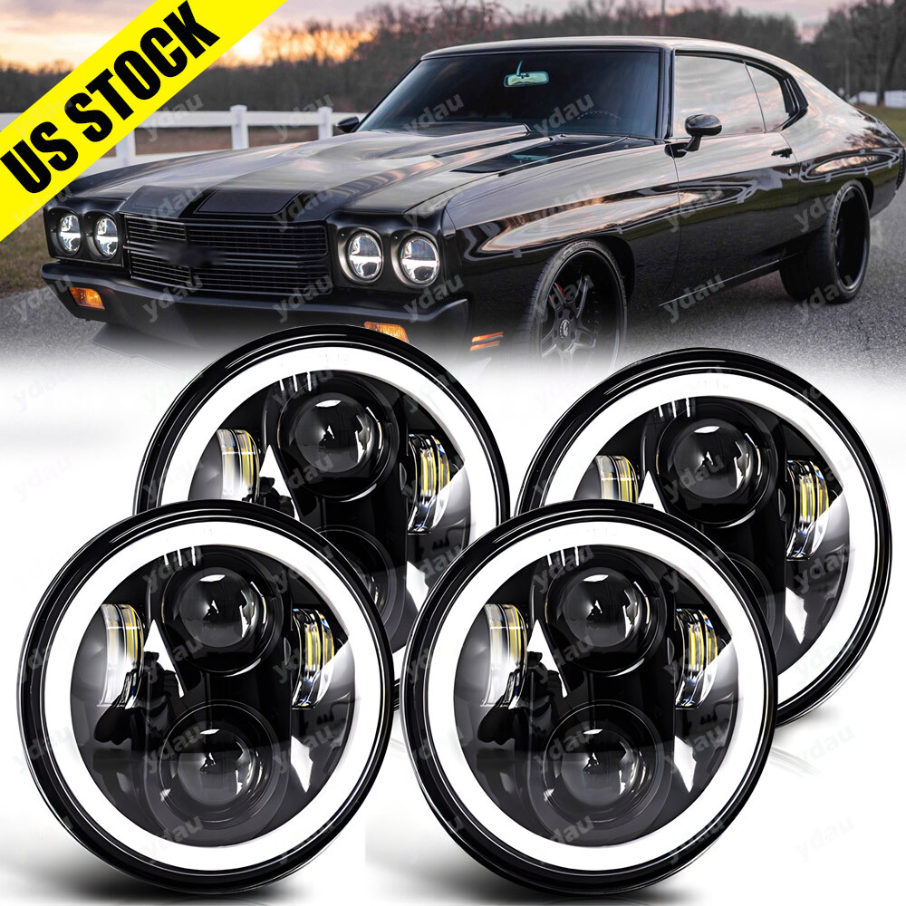4PCS 5.75″ 5-3/4 inch LED Headlights Hi/Lo Beam DRL for Chevy Chevelle 1964-1970