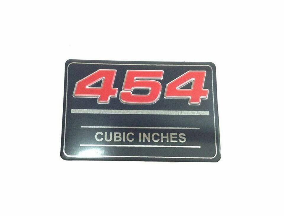 2x Metal 454 Cubic Inches Cars Valve Cover Decals Sticker For 12393652