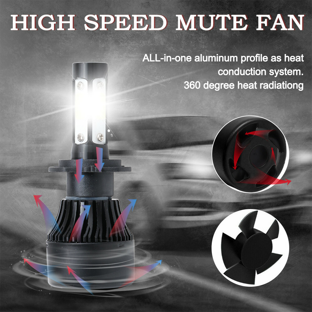 2X 4-SIDE Conversion Kit H7 LED Headlight High Low Beam Bulbs 6000K Xenon White