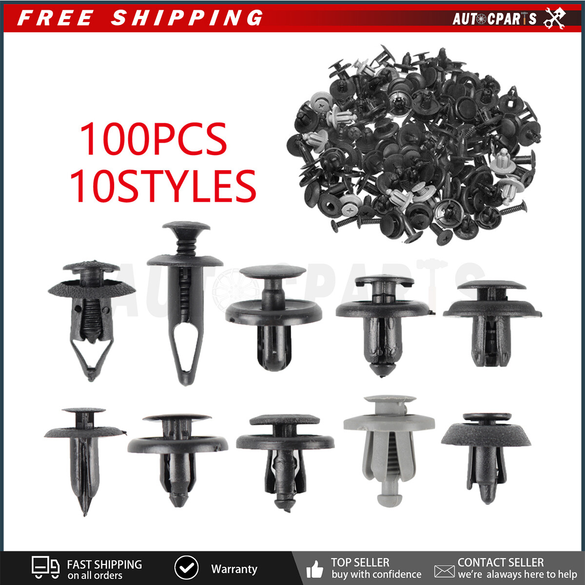 Set of 100 Screw Rivets Car Bumper Fender Fastener Clips For Honda Civic 1997-20