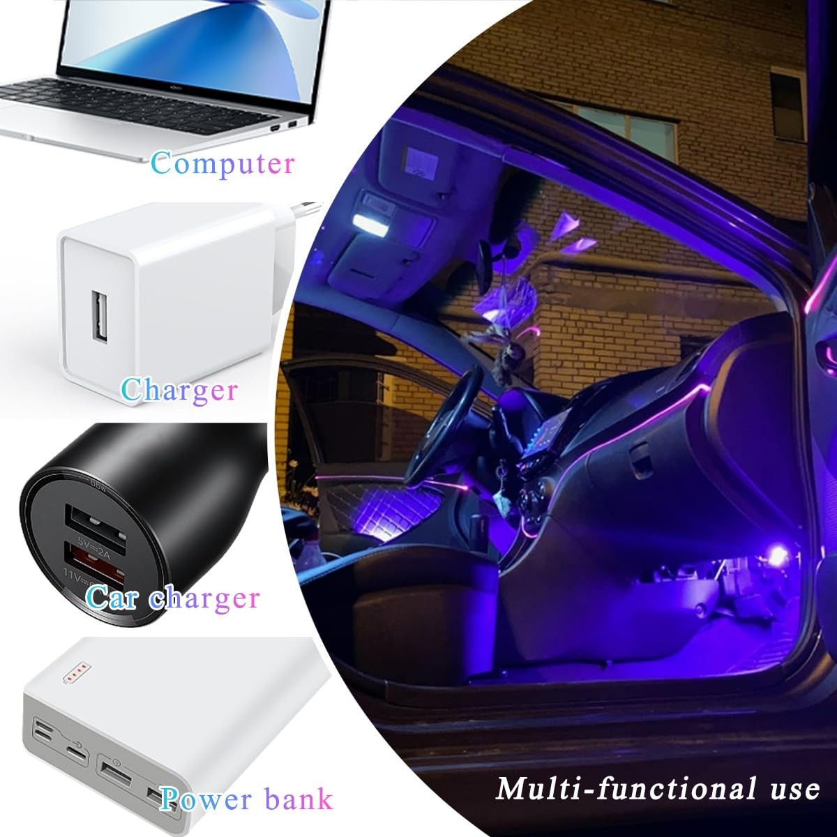 KVAEY 2 PCS USB Star Night Light, Adjustable 7.48×1.14×0.98 inches, 1