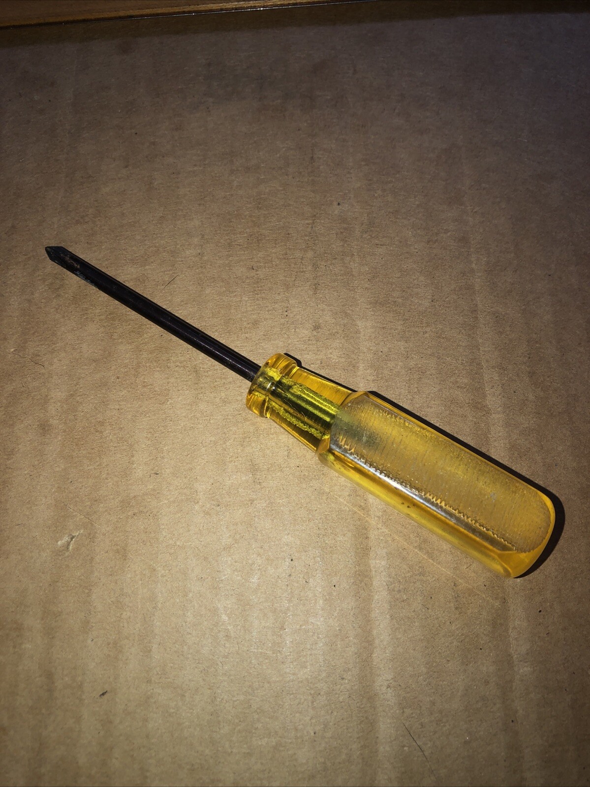 Modified No1 Phillips Head Yellow Hard Handle Screwdriver USA 1 Side Ground Down