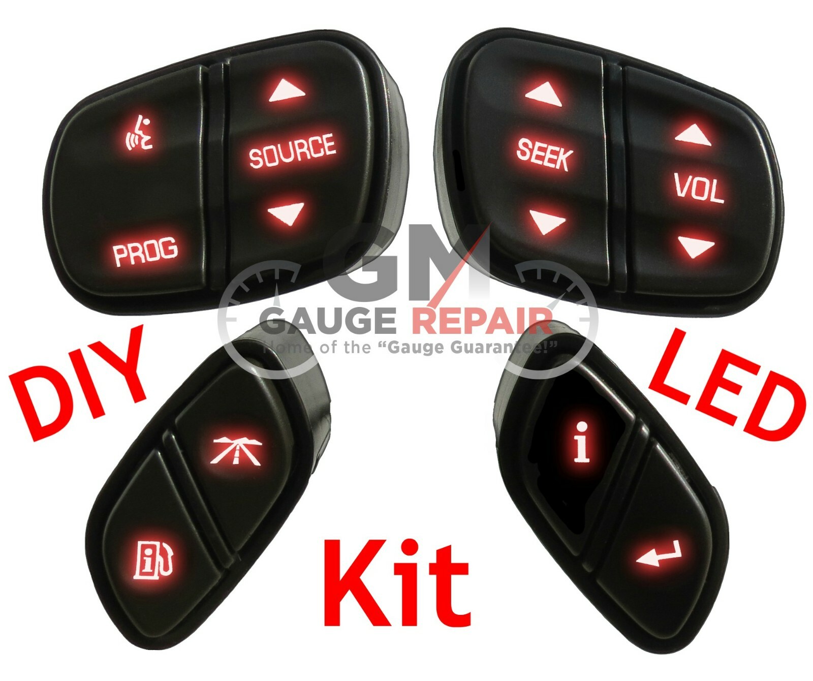 GM Steering Wheel Switch Control Buttons Bulb to Red LED Upgrade Kit DIY