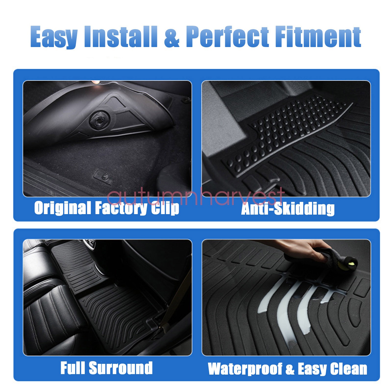 Floor Mats Liner TPE For 2013-2024 Toyota 4Runner 7 Seats 3D Model All-Weather