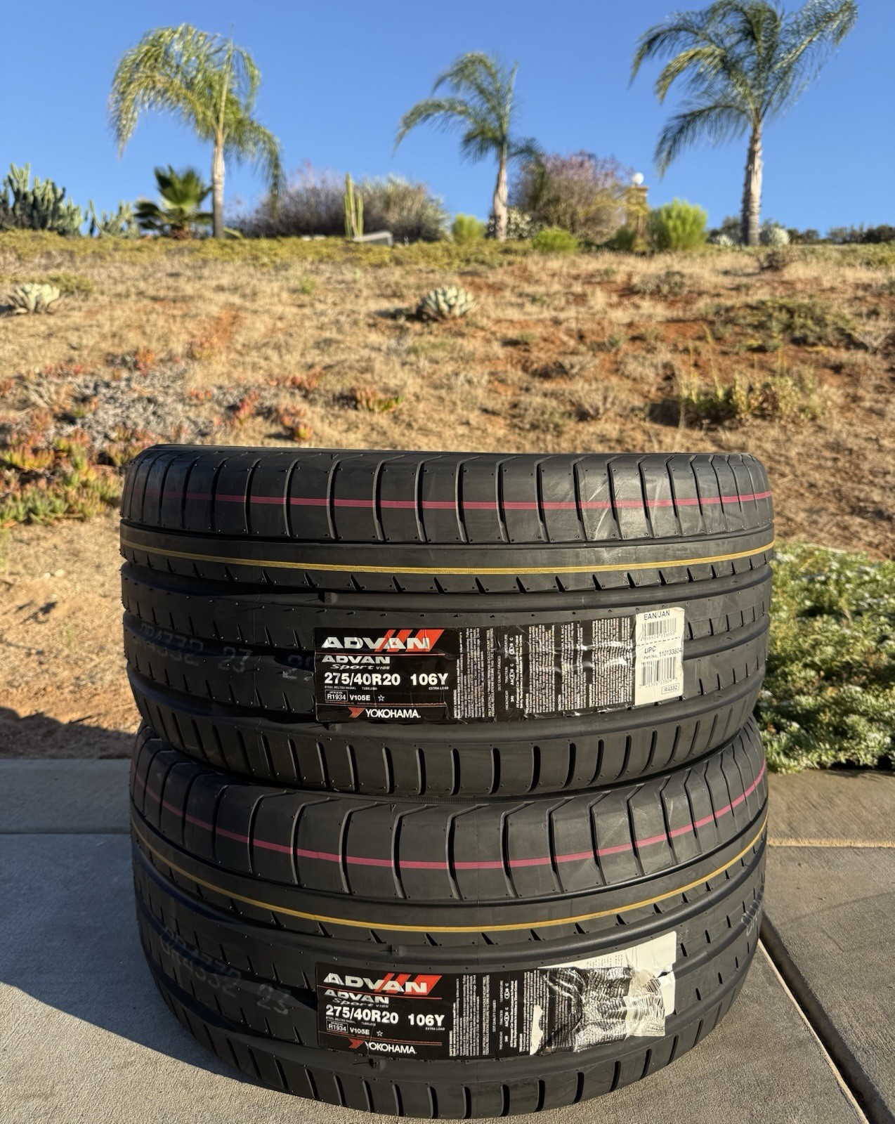 Set of TWO BRAND NEW 275/40R20 106Y Yokohama ADVAN Sport V105 Tires 2754020