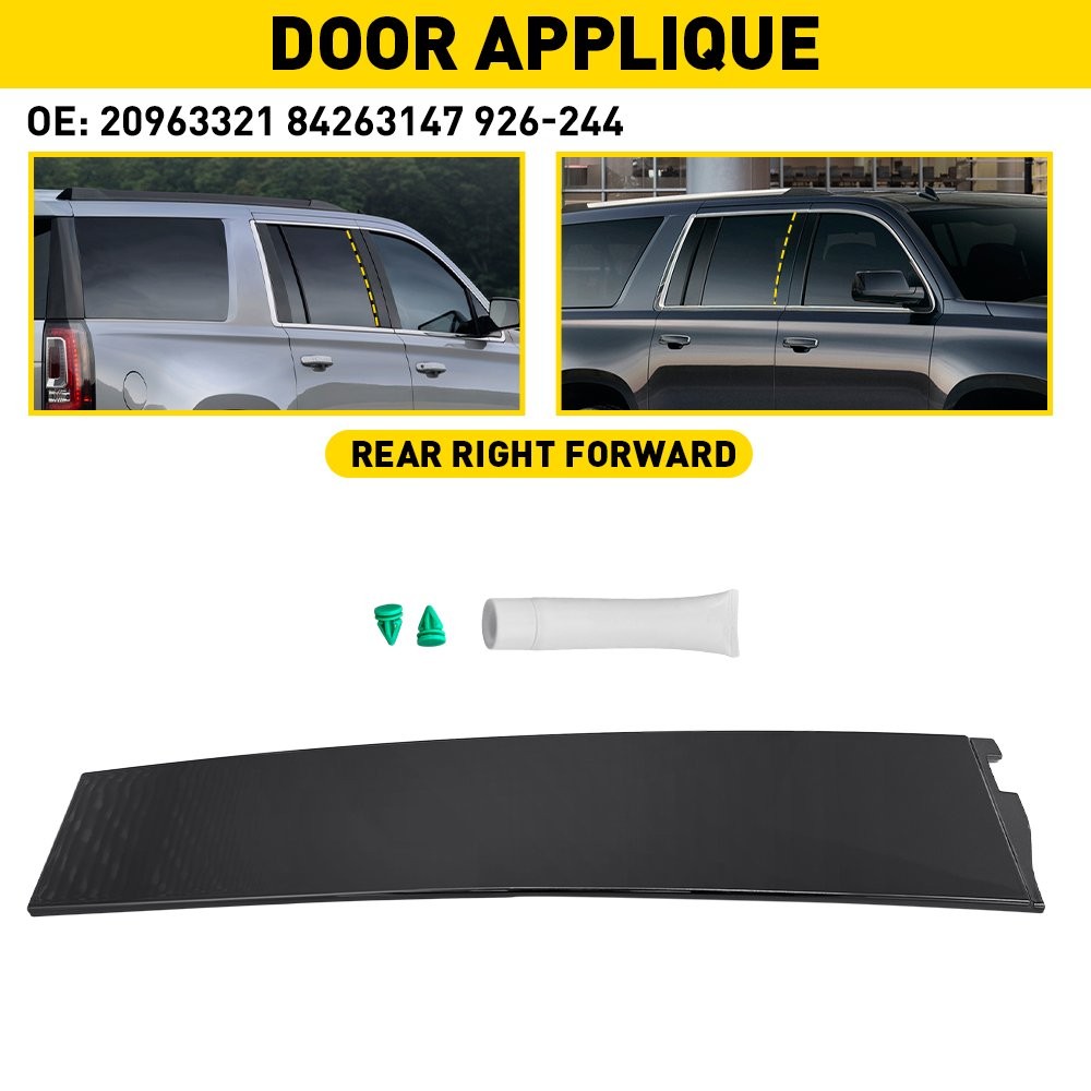 Door Molding Window Trim Glossy Black For Chevy Tahoe GMC Yukon Suburban 2015-18