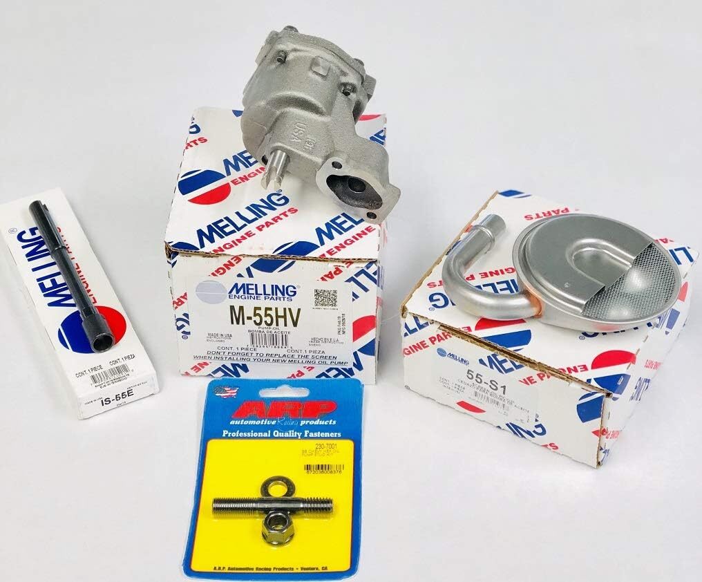 MELLING M55HV Oil Pump HIGH VOLUME+Pickup Tube+Shaft+Stud Chevy 283 327 350 400