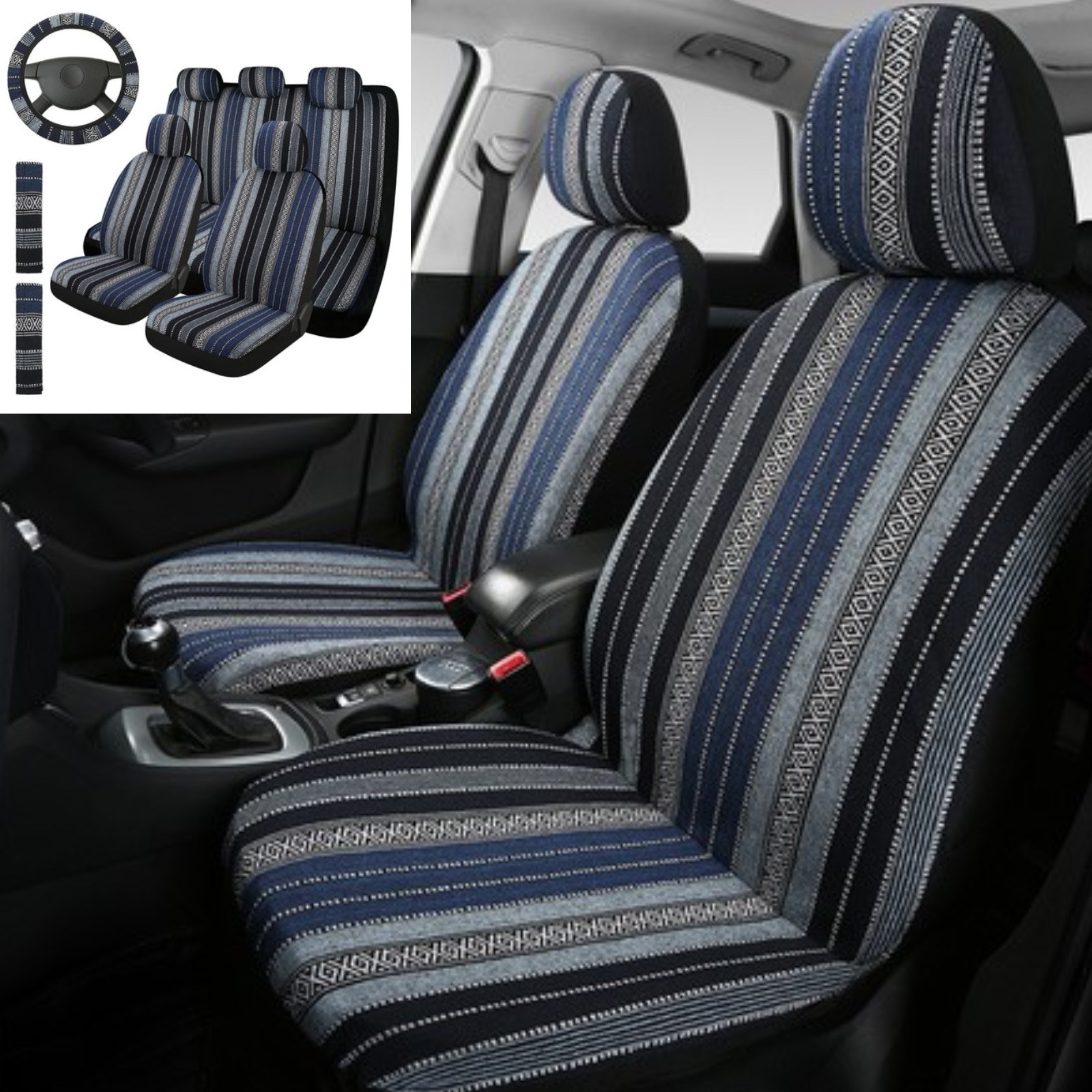 All Season Baja Saddle Blanket Car Seat Cover Full Set Universal Fit Cars Trucks