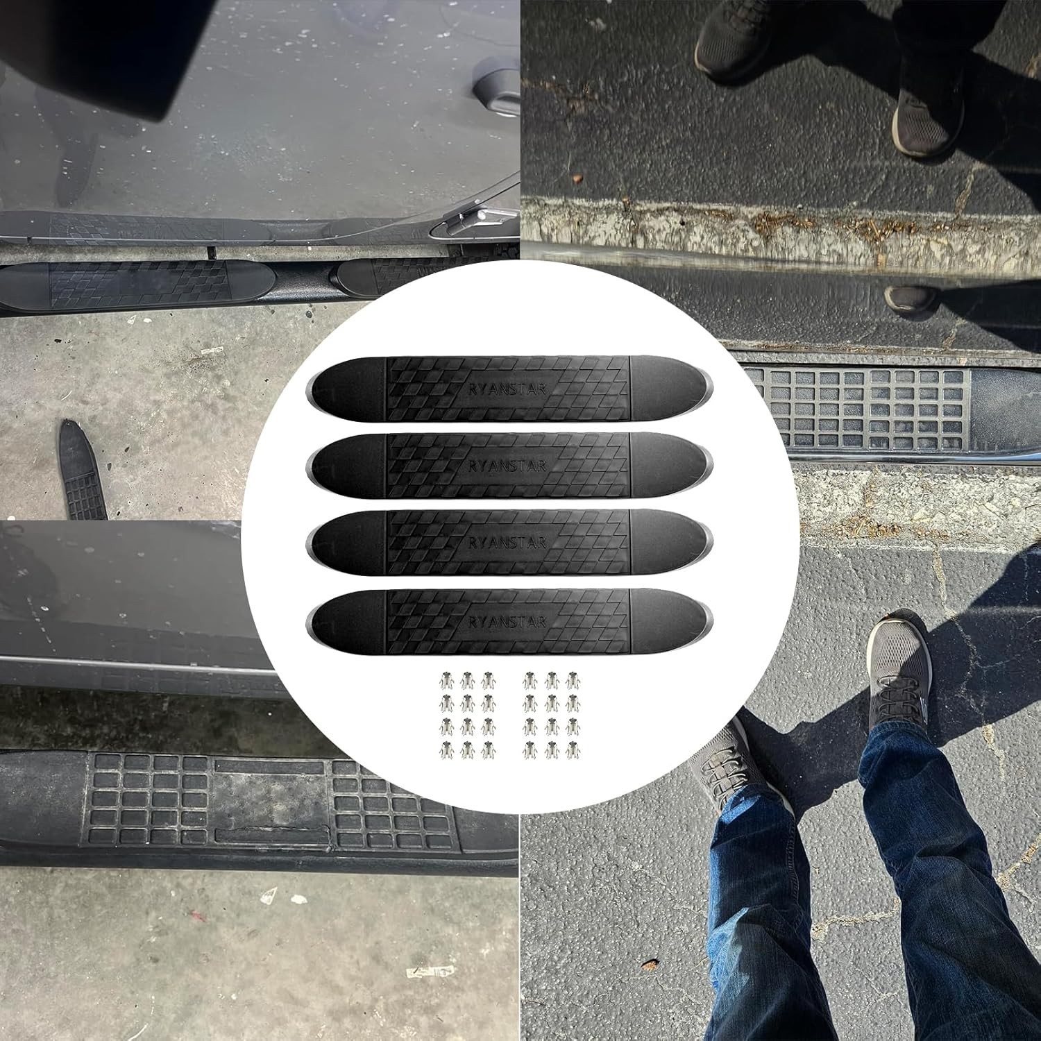 All-Weather 4-Pack Non-Slip Step Bar Tread Pads – Heavy-Duty for Vehicle Safety