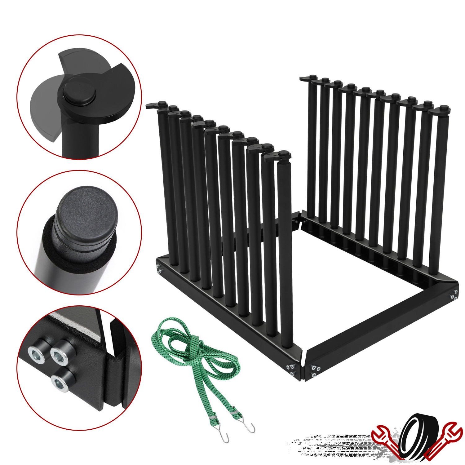 9 Lite Rack Windshield, Auto Glass Shop Transport Rack w/PVC Rubber Pad