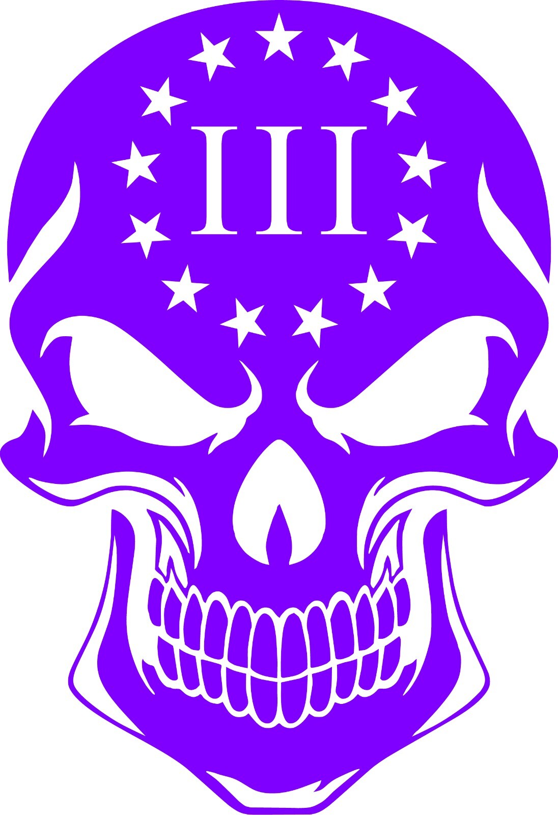 13 Colonies Percenter 3 Logo Solid Skull Vinyl Decal Multiple Colors and Sizes
