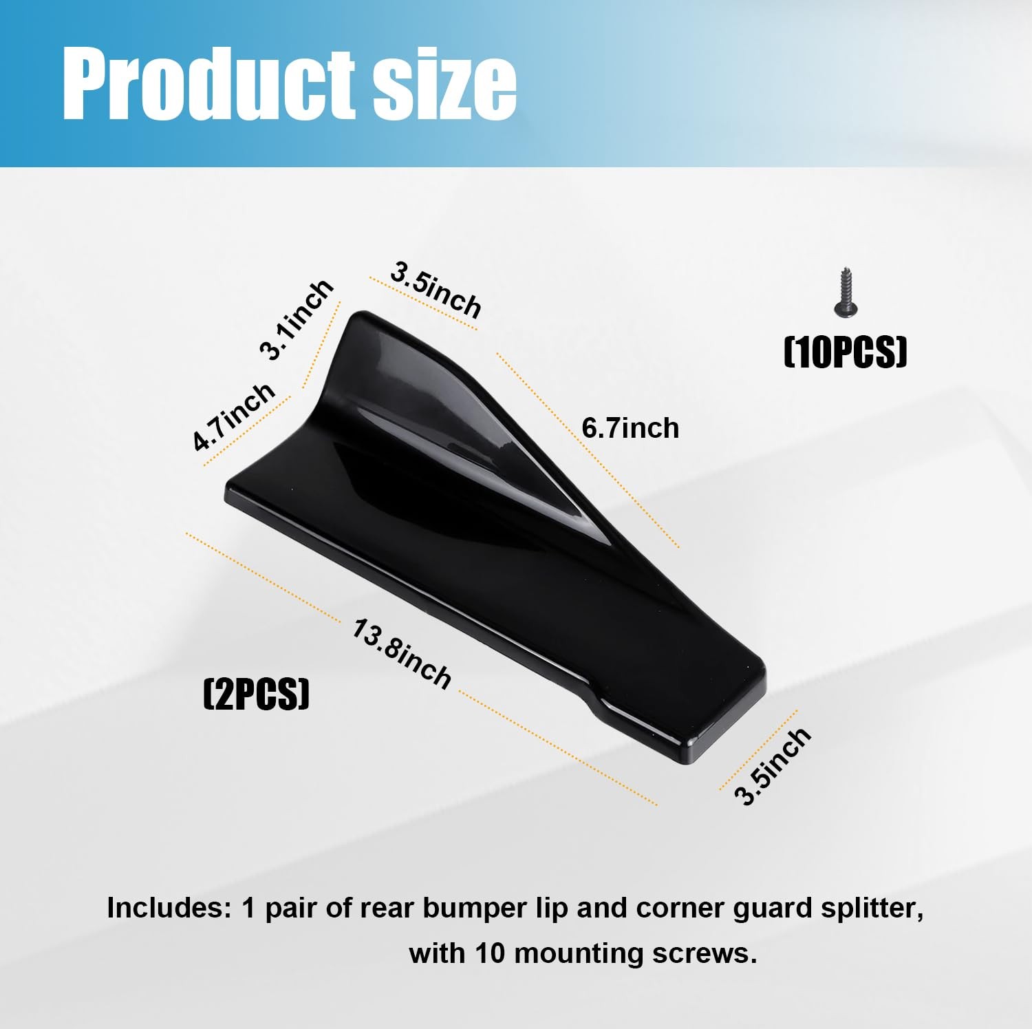 Suvnie 2 PCS Rear Bumper Lip Guards DIY Car 4.72 × 13.77 inches, Bright Black