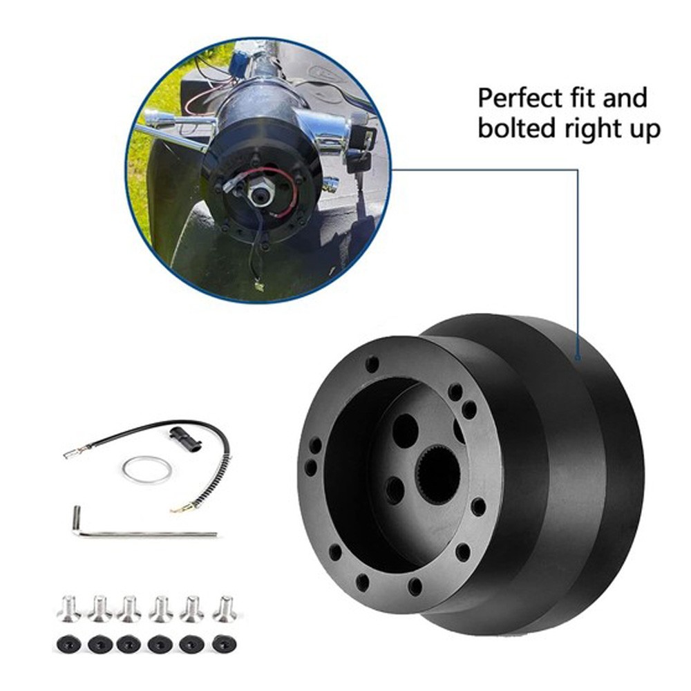 5 & 6 Hole Steering Wheel Black Hub Adapter ( Flaming River, Ididit, GM, Chevy)