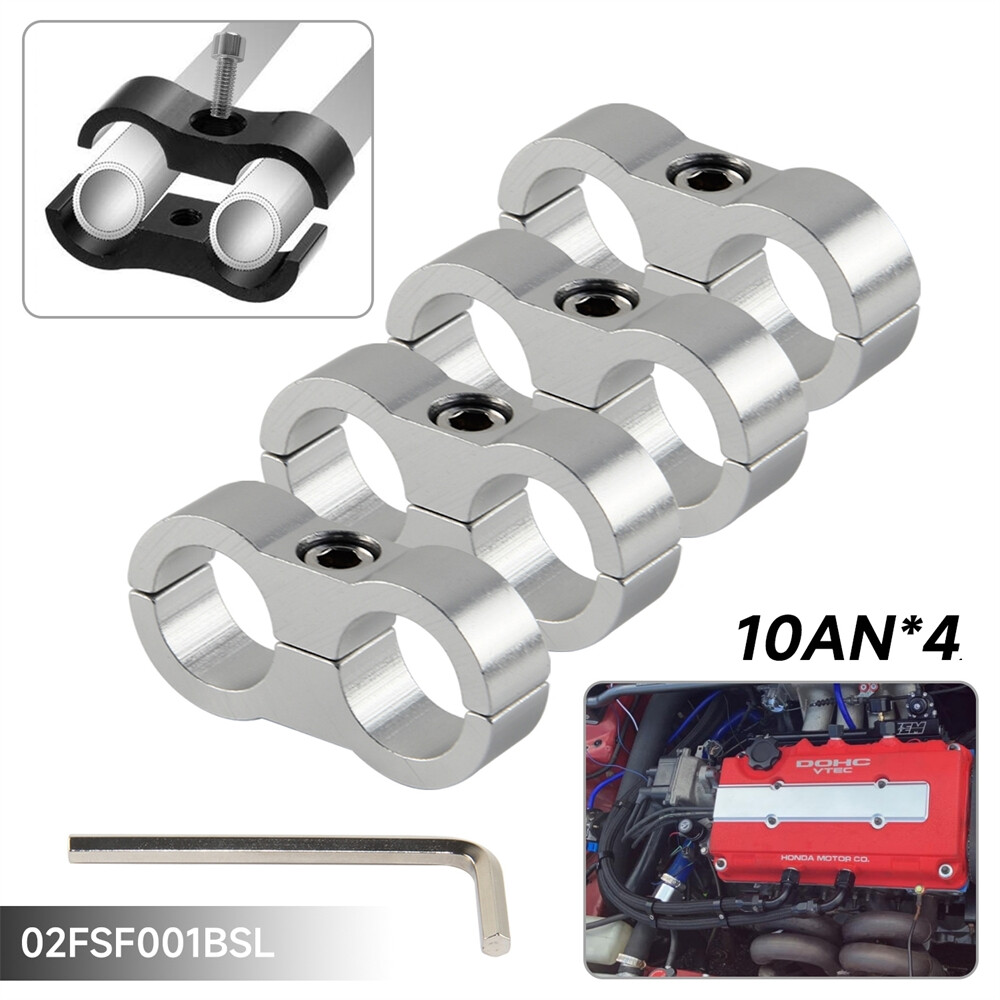 4pcs AN10 19MM 0.75” Braided Hose Separator Clamp Fitting Adapter Bracket SL