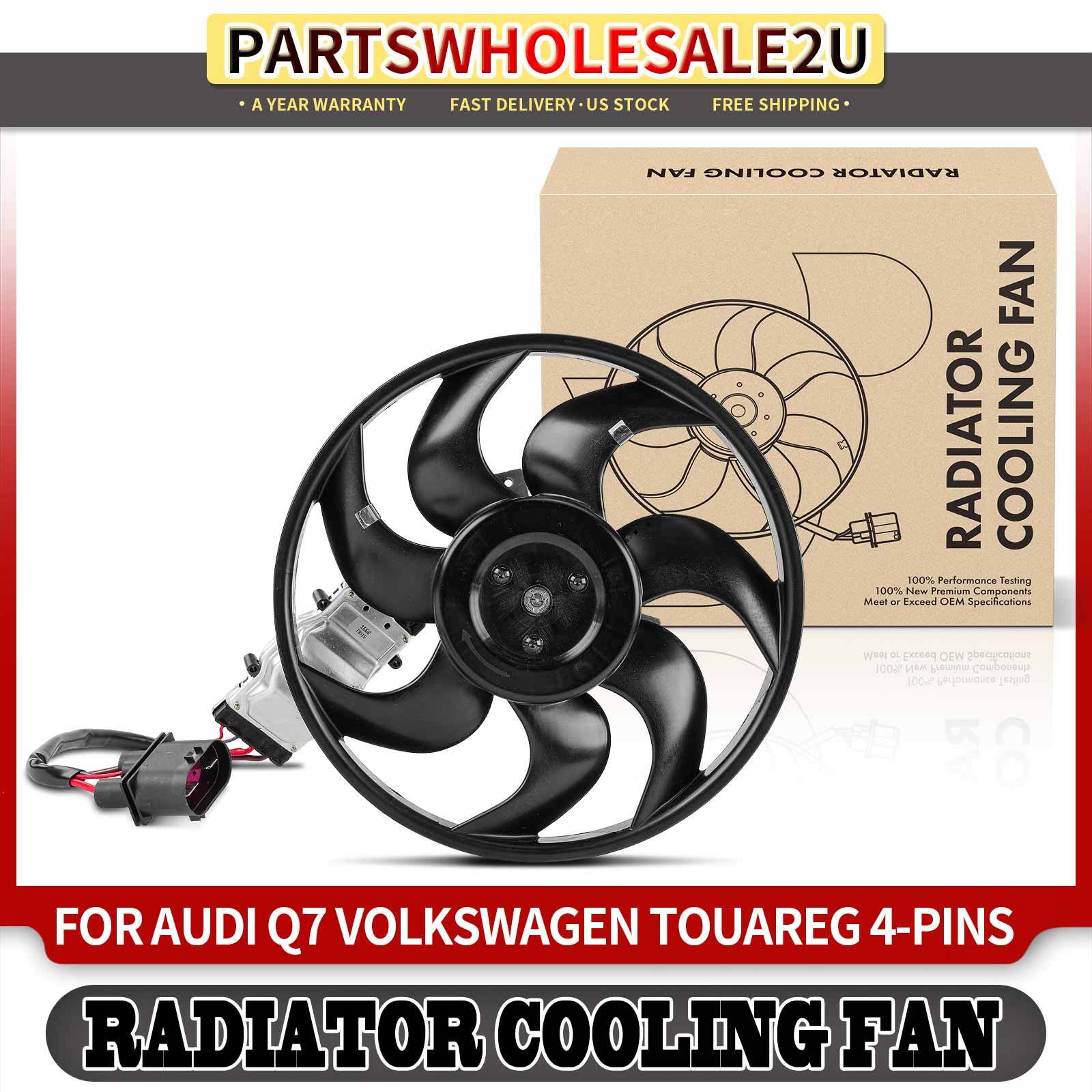 Left Radiator Cooling Fan Assembly w/ Control Unit for Audi Q7 09-13 VW Touareg
