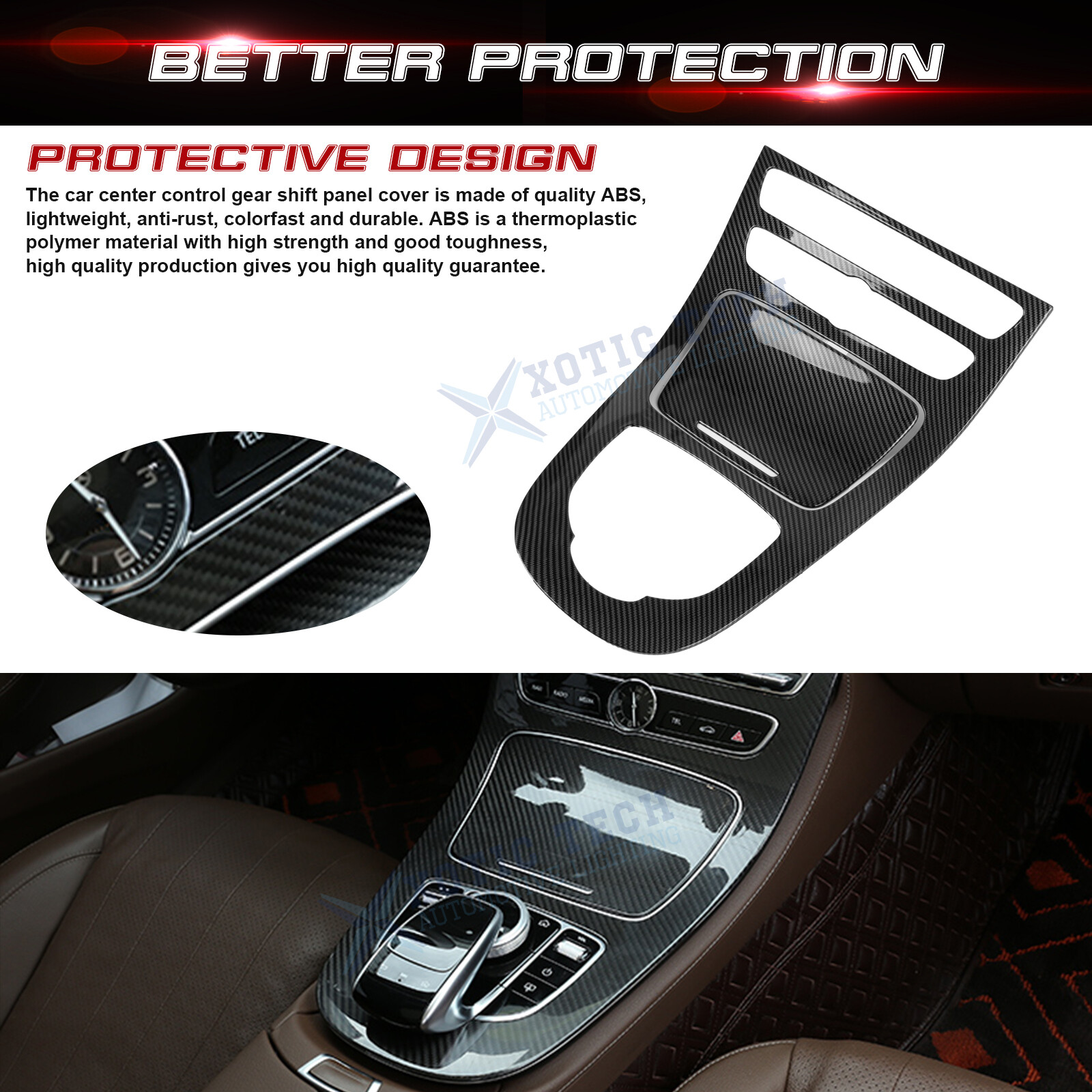 Console Gear Shift Frame Panel Cover Trim Fit Mercedes Benz E-Class W213 2016-18