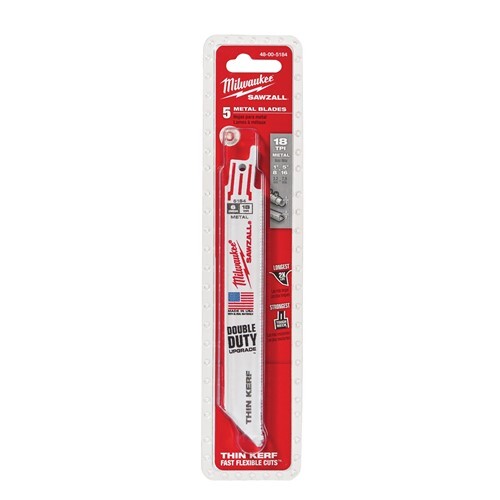6″ 18 TPI SAWZALL SAW BLADE (5-PK) MLW48-00-5184 Brand New!