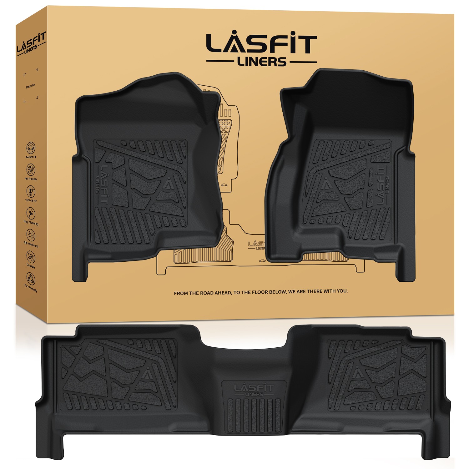Floor Mats & Cargo Mat for Chevy Suburban 2000-2006 / 2015-2026 TPE Black Liners