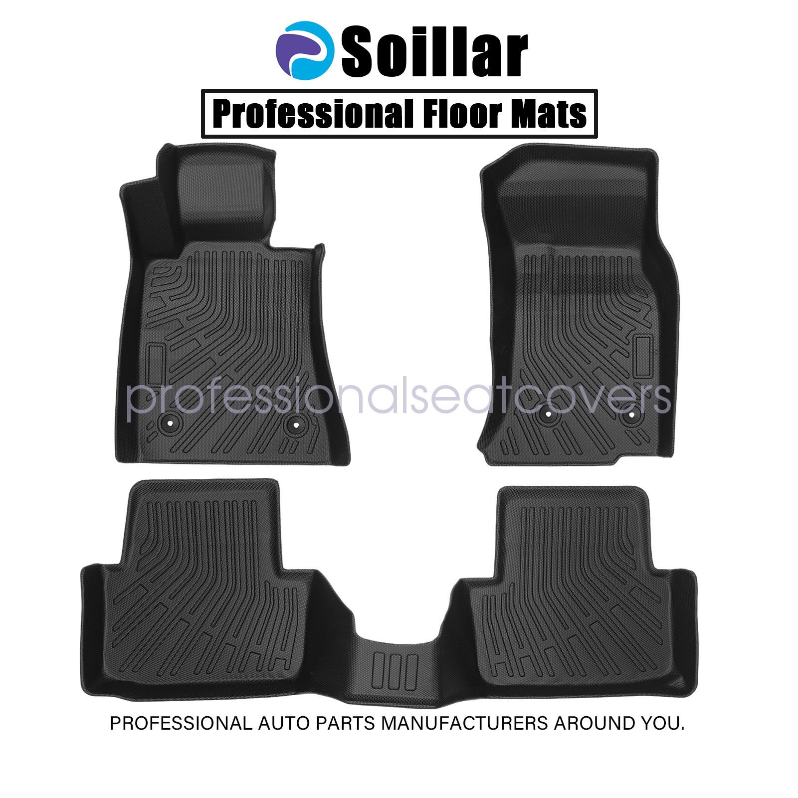 3D All-Weather Front & Rear TPE Floor Mats Liners Set For 2013-2019 Cadillac ATS