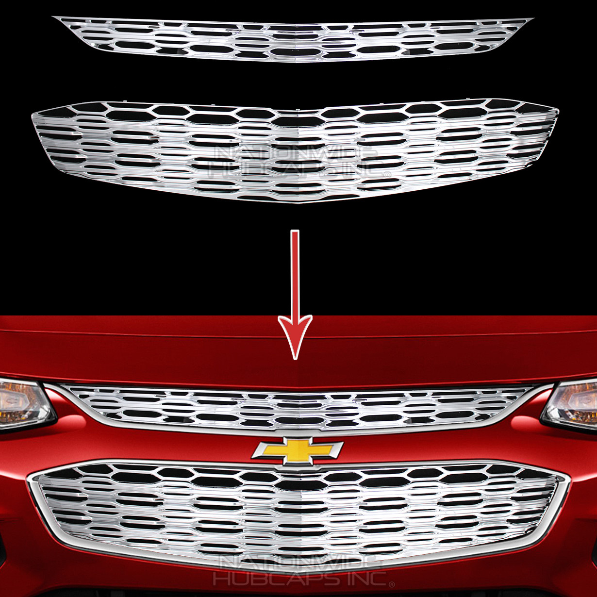 for Chevy Malibu 2016 17 2018 CHROME Snap On Grille Overlay Grill Covers Inserts