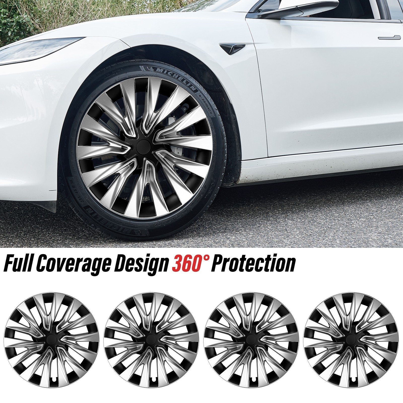4PCS Hubcap for Model 3 Highland (2023-2026) 18 inch Wheel Cover Turbine Style