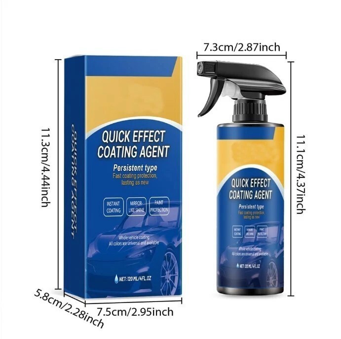 Ceramic Car Coating Spray – 120ml Quick-Dry UV Guard Quick Effect Coating Agent