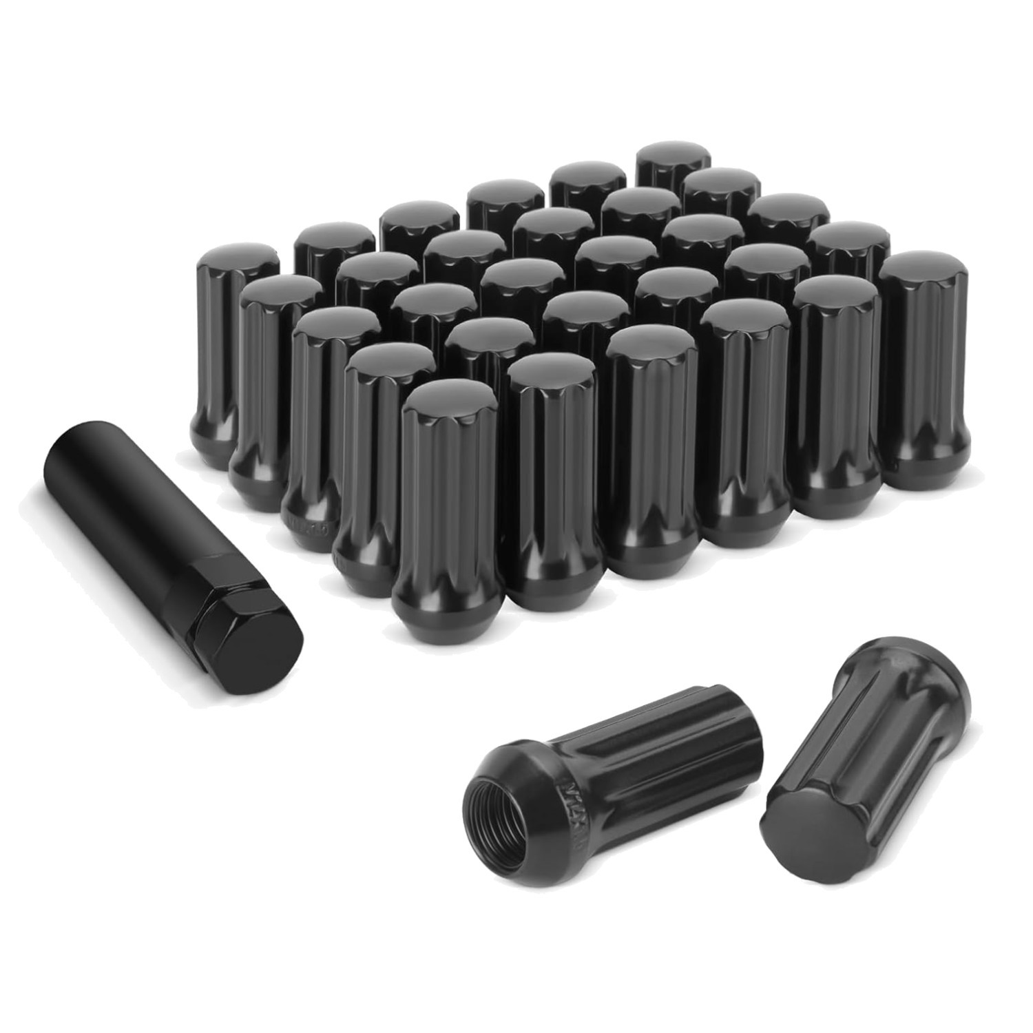 32 Black Alloy Steel 14mmx1.5 Wheel Lug Nuts – Corrosion Resistant Performance