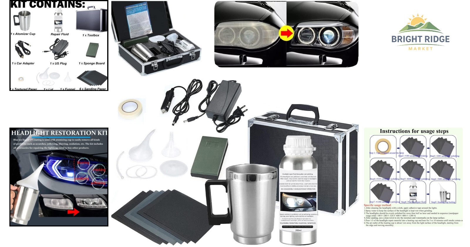Professional Headlight Restoration Kit with All Necessary Accessories Included