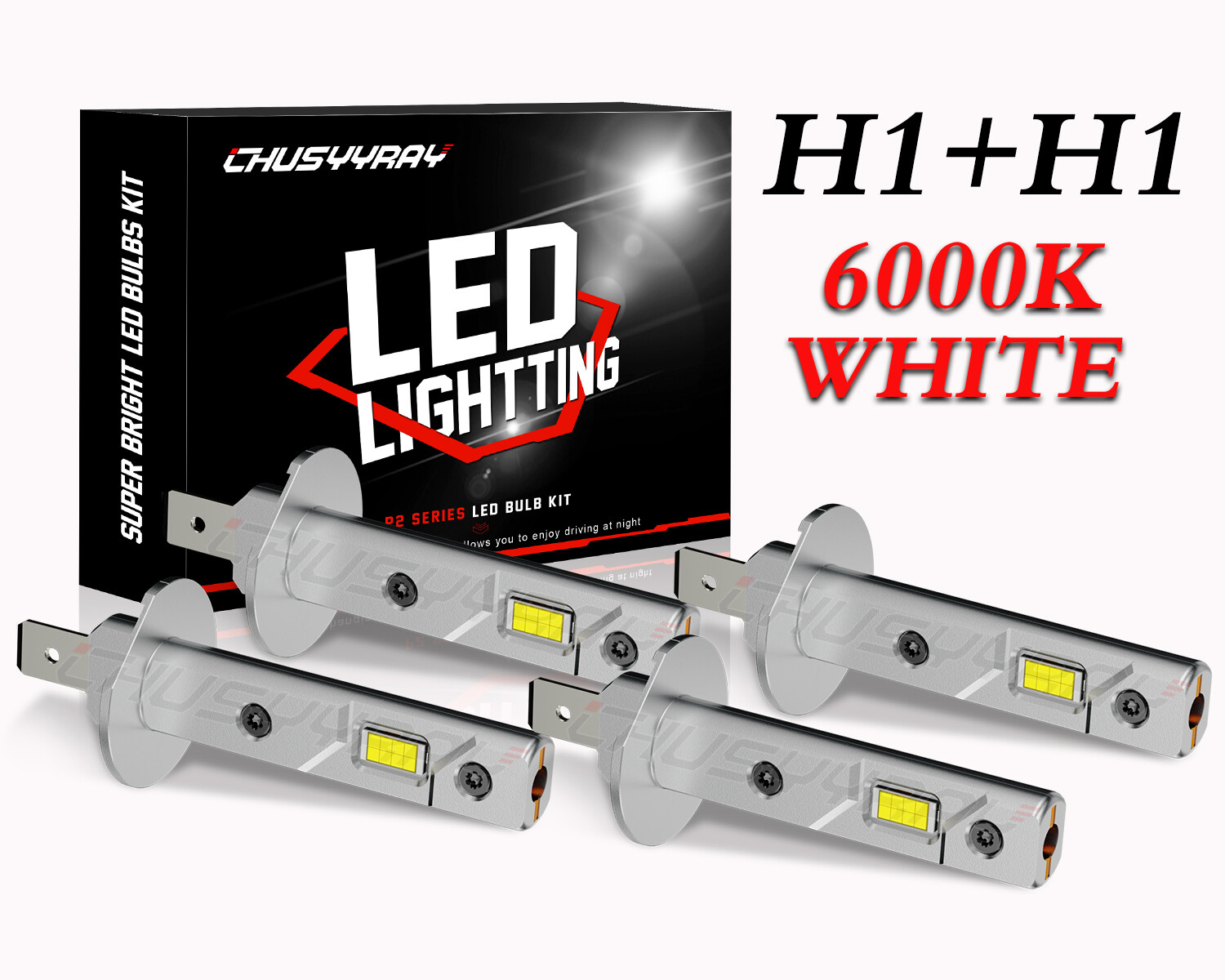 H1 H1 Combo 4000W 600000LM Light Bulbs High Low Beam Kit Bulbs White 6000K 4X
